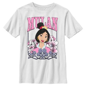 Boy's Mulan Distressed Floral Portrait T-Shirt - 1 of 4