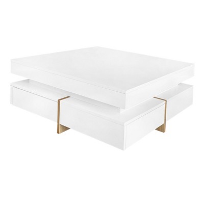 NicBex Square Modern Coffee Table Center Dining Table with Hidden Drawers & Wood Legs for Living Room