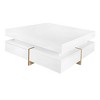 CAVINAS Coffee Tables for Living Room 2-tier Square Coffee Table Modern High Gloss Minimalist Design Center Table with Lights for Apartment - 4 of 4