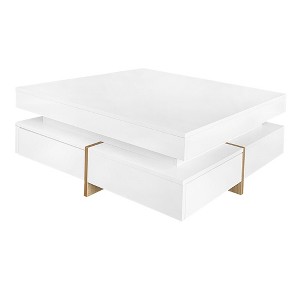 NicBex Square Modern Coffee Table Center Dining Table with Hidden Drawers & Wood Legs for Living Room - 1 of 4