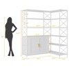 Corner Bookshelf, 6 Tier Corner Book Shelf with Storage, Farmhouse L Shaped Book-Shelf with Cabinet - 2 of 4