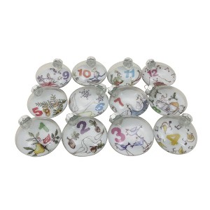 Northlight 12ct Clear 'The Twelve Days of Christmas' Glass Disc Ornaments 3" - 1 of 3