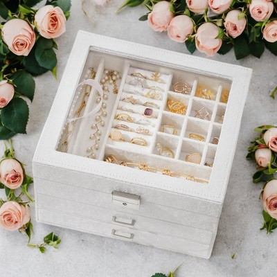 Jewelry Box, 3-Tier Lockable Jewelry Storage Organizer