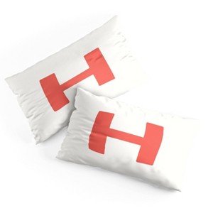Deny Designs King April Lane Art Block Red Monogram H Microfiber Printed Pillow Sham - 1 of 3