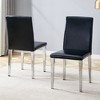 Two Black PU dining chairs Silver Metal Legs for Living Room - 2 of 4