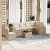 vidaXL 7 Piece Patio Sofa Set with Cushions Beige and Cream Poly Rattan - With Table - 2 of 4