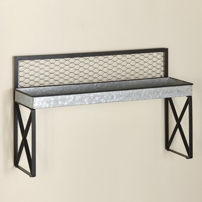Lakeside Galvanized Farmhouse Accent Wall Mounted Shelf for Over the Sink
