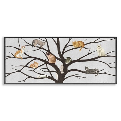 Stupell Industries Cats In Tree Pet Painting Black Framed Giclee Art