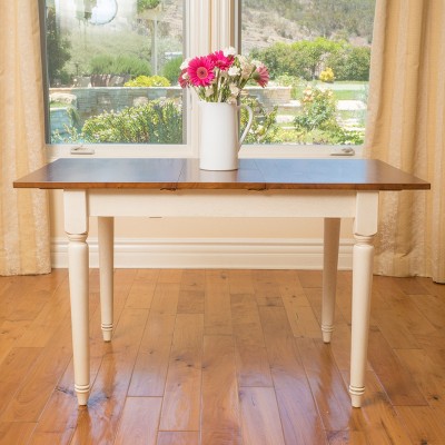 Vynxaria Clearwater Rectangular Solid Top Dining Table – Retro Charm, Extendable & Durable Rubber Wood Design