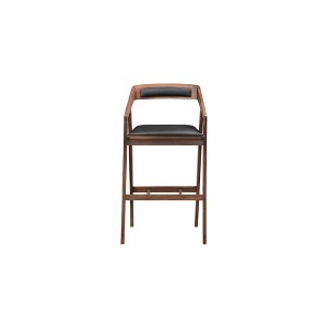 Alder Bay Amador Barstool Black: Modern Upholstered, Wood Legs, Fixed Height 29.92", No Assembly Required - 1 of 4