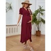 Coolmee Maternity Puff short Sleeve Maxi Dress V Neck Pregnancy Dresses for Baby Shower Photoshoot - 4 of 4