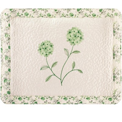 Collections Etc Embroidered Carnation Design Quilted Pillow Sham
