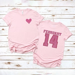 Simply Sage Market Women's February Fourteenth Front And Back Design Short Sleeve Graphic Tee - 1 of 4