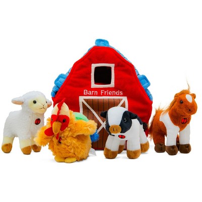 plush barn with animals