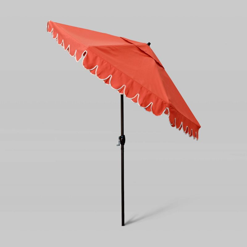 7.5' Sunbrella Scallop Base Market Patio Umbrella with Auto Tilt - Bronze Pole - California Umbrella, 3 of 5