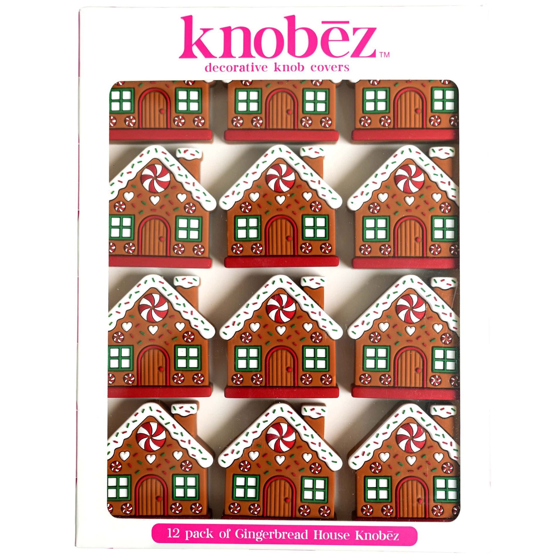 Knobēz: Decorative Knob Covers - Gingerbread House, 12pk, Hardware Decoration