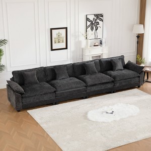 Wider Armrest 3-Seater Chenille Straight Sectional Sofas with Double-Layer Cushions and Modular Design - 1 of 4