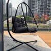 NAYSAYE Patio Swing Wicker Egg Chair with Stand Cushion and Cup Holder for Backyard and Garden Use, Beige and Brown, 38"*78"*40" - 2 of 4