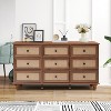 ORRD 9 Drawer Dresser for Bedroom, Mid Century Modern Wide Wood Rustic Chest of Drawers Wooden Storage Organizer Dressers with Burlap Rattan - 3 of 4