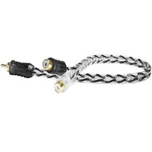 TARAMPS 1 MALE to 2 FEMALE 12-in Long Twisted Pair RCA twin Cable ideal for amplifier installation for car or home RCAY1M2F - 1 of 1