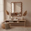 Spassway 30"W*40"H Brown Asymmetrical Rectangle Wall Mirror Modern Irregular Wood Frame Wall Mounted Vanity Mirror Decorative for Bedroom Bathroom - 4 of 4