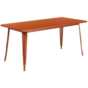 Emma and Oliver Commercial 31.5" x 63" Rectangular Colorful Metal Indoor-Outdoor Dining Table - 1 of 2