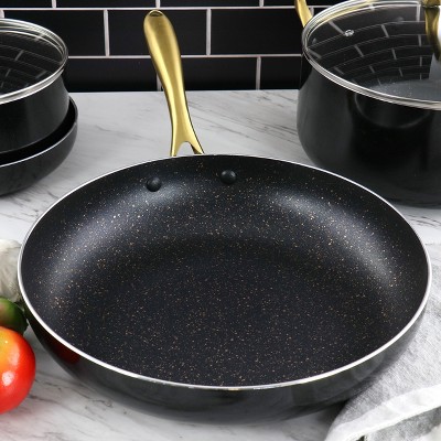 Ellsworth 12-Inch Black and Gold Aluminum Nonstick Frying Pan