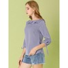 Allegra K Women's Vintage 3/4 Sleeve Boat Neck Ruffled Dots Print Blouse - 4 of 4