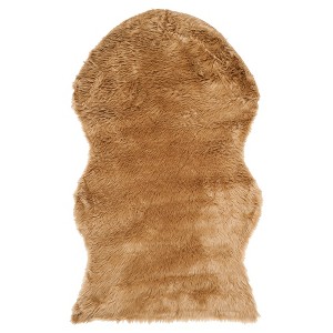 Haven Faux Sheepskin Accent Rug - Camel (3