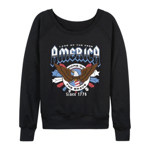 Women's - Instant Message - America Rock Tee Lightweight French Terry Wide Neck Long Sleeve Graphic Shirt - 1 of 4