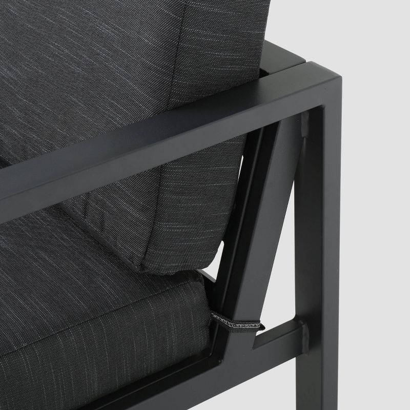 Navan 12pc Aluminum Sectional Sofa Seating Set Black/Dark Gray - Christopher Knight Home, 5 of 9