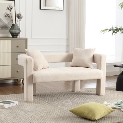 51"Modern Chenille Loveseat Sofa,Comfy Upholstered 2 Seater Sofa With 2 Pillows,Small Loveseat Sofa,Loveseat Couch -Maison Boucle