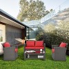 4-Piece Patio Furniture Outdoor Sofa Set, Garden Furniture With Tempered Glass Coffee Table - 2 of 4