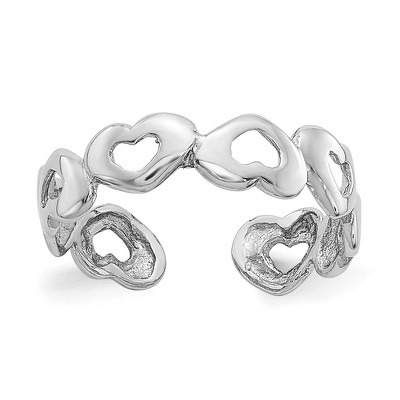 Black Bow Jewelry Bands of Hearts Toe Ring in 14 Karat White Gold