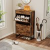 VYNXARIA Slim Shoe Cabinet with 2 Flip Drawers &1 Drawer, Narrow Wall Hidden Shoe Cabinet,Rustic Brown - 3 of 4