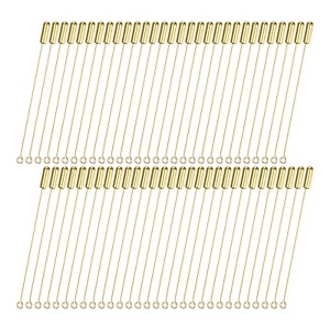 Unique Bargains DIY Clothing Accessories Suit Copper Long Needle Brooch Stick Pins Stopper Ends Flat Head - 1 of 4