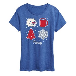 Women's - Instant Message - Merry Christmas Grid Short Sleeve Graphic T-Shirt - 1 of 4