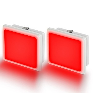 YANSUN 0.3W Plug-in Light-Controlled Night Light, Square Shape, Red Light with Red Cover - 1 of 4