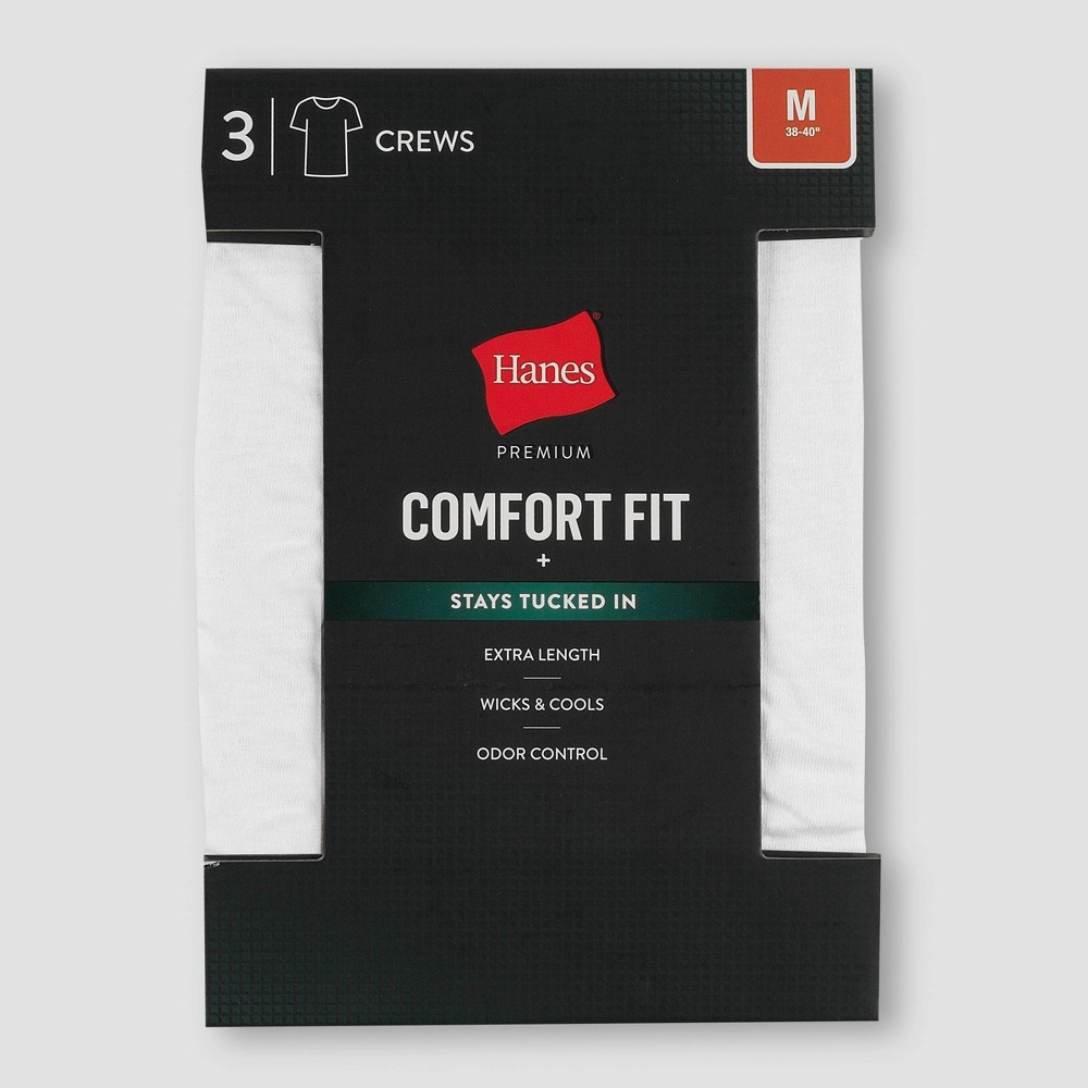 Hanes Men's 3pk Comfort Fit Crew Neck T-Shirt - White L
