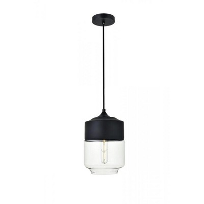 Elegant Lighting Ashwell 1 Light Black Pendant With Clear Glass