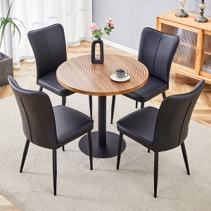 3/5 Piece Dining Table Set Round Kitchen Table Set Space-Saving Dinette with 2/4 Upholstered Chairs - ModernLuxe - 1 of 4