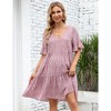 LXT- Maternity Dress Womens Casual Babydoll Dress Ruffle Short Sleeve V Neck Floral Printed Flowy Mini Short Tunic Dress - 2 of 4