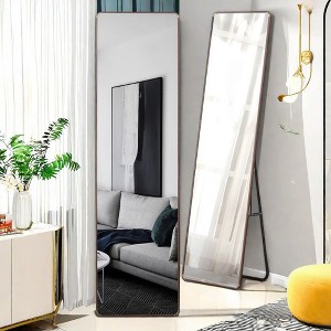 Glasflength Full Length Mirrors Floor Standing Wall Mirror, Bedroom Foyer, Clothing Store, Wall Mounted Mirror, Square Light Brown, 16.5"*0.57"*60" - 1 of 4