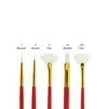 Fundamentals Short Handled Brush Set - Economical Paint Brush Set No. 1 for Beginning Artists - Fancy White Taklon Assorted Set of 5 Versatile - 2 of 4
