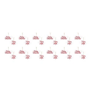 Merry Christmas and Merry Bright Ornament – Metal Red White – 3.75" – Set of 12 – By Melrose - 1 of 4