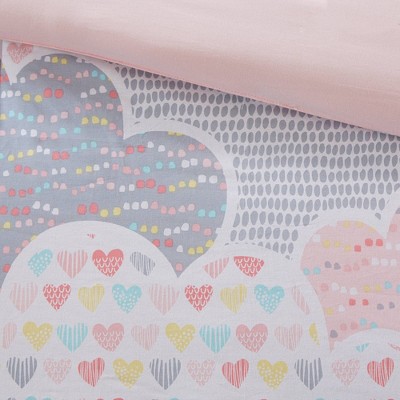 Whimsical Clouds Cotton Kids' Twin Duvet Cover Set with Embroidered Unicorn Pillow
