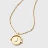 14K Gold Dipped Crystal and Mother of Pearl Circle Spinner Initial Necklace - A New Day™ - 4 of 4