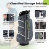 Tangkula 15-Way Golf Cart Bag Golf Club Bag with 15 Ways Organizer Divider Top 7 Zippered Pockets Cooler Bag Umbrella Holder Rain Hood Black + Yellow/ Grey + Green/ Grey + Red - 3 of 4