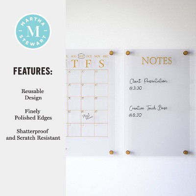 Clear Gold Acrylic Wall Calendar and Notes Board Set