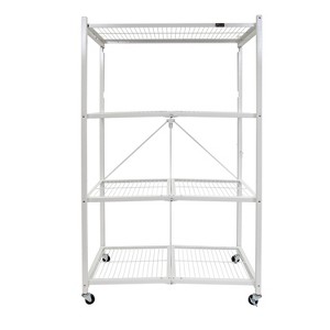 Origami 4 Tier Heavy Duty Multi Purpose Storage Rack w/ Wheels, White (2 Pack) - 1 of 4